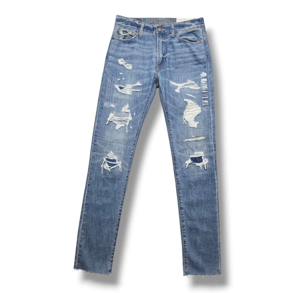 American Eagle Slim Jeans Mens 30‎ x 36 Light Destroy Wash